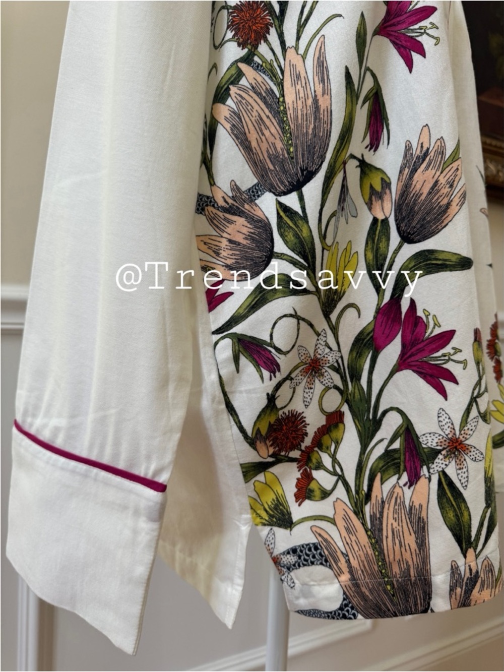 Anthropologie Victoria Garcia Floral Pajama Top Buttondown Size Medium NWT - Picture 9 of 13